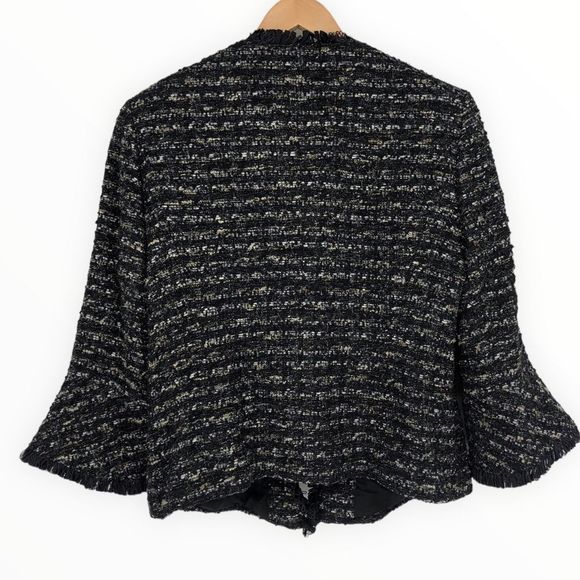 Lafayette 148 Black Metallic Tweed Fringe Trim Evening Jacket size 14 - Picture 10 of 14